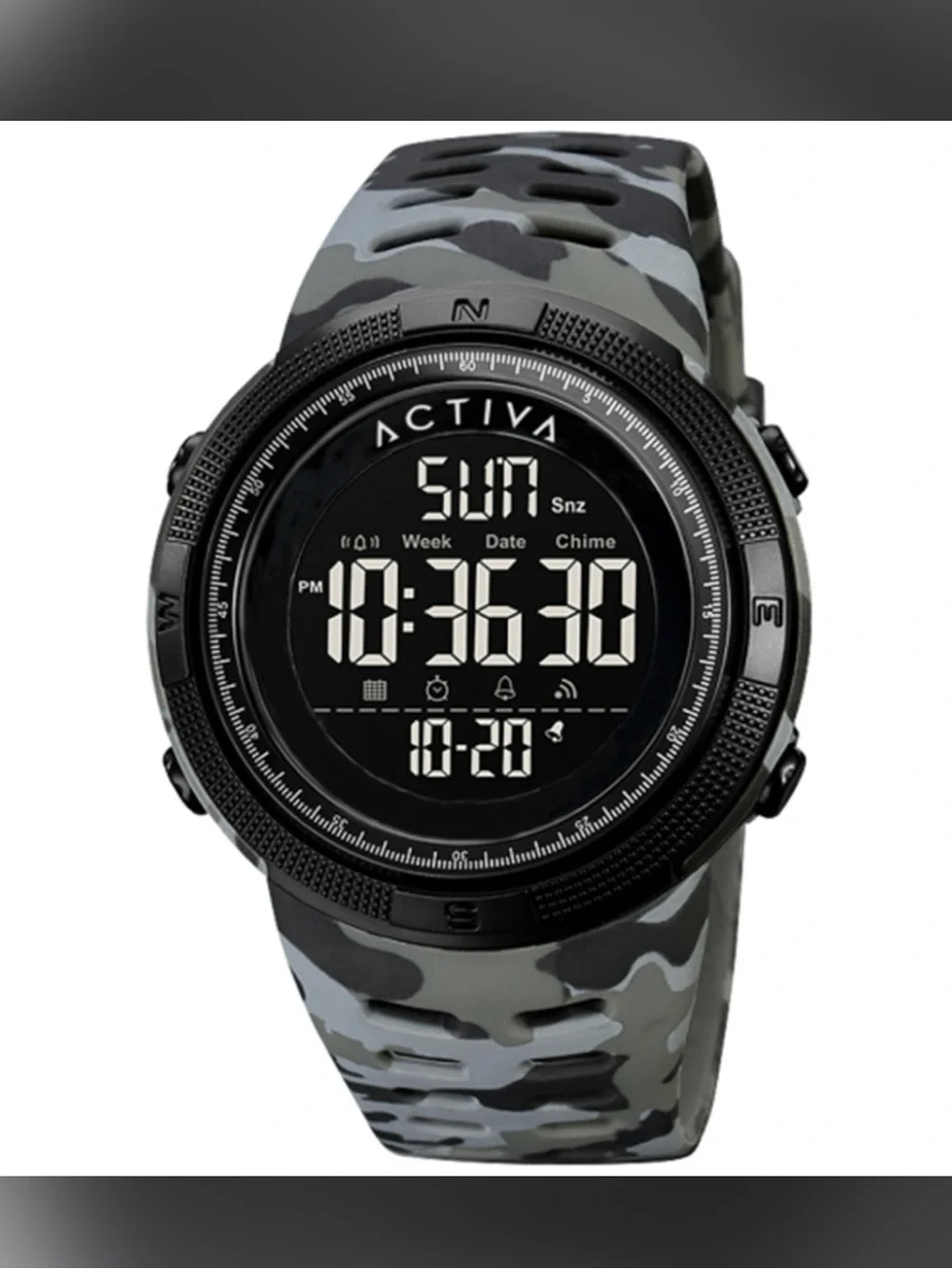 NEW! Activa Black and Grey Camo Digital Sports Watch for Men